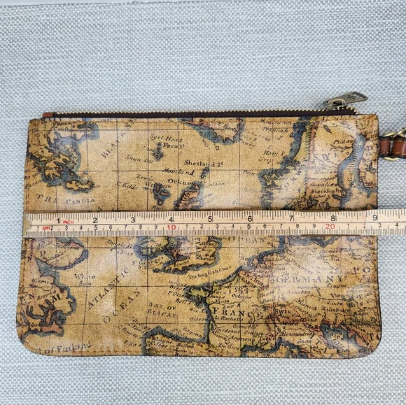 Patricia Nash European Map Leather Shoulder Bag Wristlet Set Handbag - Picture 14 of 16